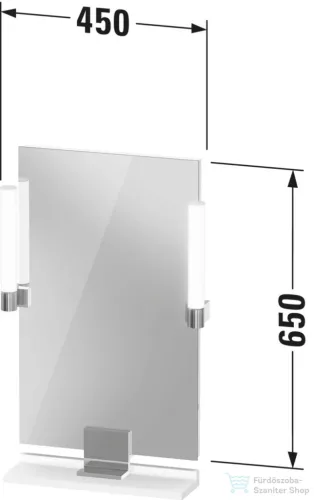 Duravit SIVIDA 45x65 cm-es tükör LED világítással, polc nélkül, króm tartóval, matt halványzöld SV7420010HH0000
