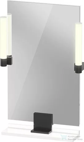 Duravit SIVIDA 45x65 cm-es tükör LED világítással, polc nélkül, fekete tartóval, matt fehér SV74200BD180000