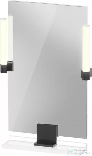 Duravit SIVIDA 45x65 cm-es tükör LED világítással, polc nélkül, fekete tartóval, fényes fehér SV74200BD220000