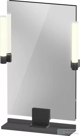 Duravit SIVIDA 45x65 cm-es tükör LED világítással, polc nélkül, fekete tartóval, matt grafit SV74200BD490000