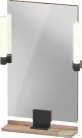 Duravit SIVIDA 45x65 cm-es tükör LED világítással, polc nélkül, fekete tartóval, márványos tölgy SV74200BD550000