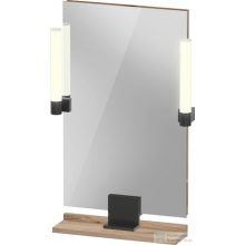   Duravit SIVIDA 45x65 cm-es tükör LED világítással, polc nélkül, fekete tartóval, márványos tölgy SV74200BD550000