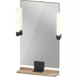   Duravit SIVIDA 45x65 cm-es tükör LED világítással, polc nélkül, fekete tartóval, márványos tölgy SV74200BD550000
