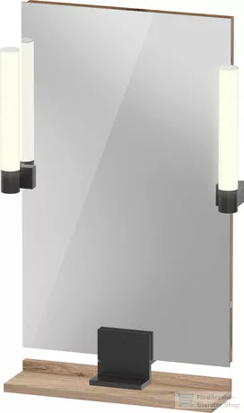 Duravit SIVIDA 45x65 cm-es tükör LED világítással, polc nélkül, fekete tartóval, márványos tölgy SV74200BD550000