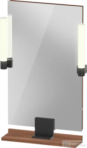 Duravit SIVIDA 45x65 cm-es tükör LED világítással, polc nélkül, fekete tartóval, matt dió SV74200BD790000