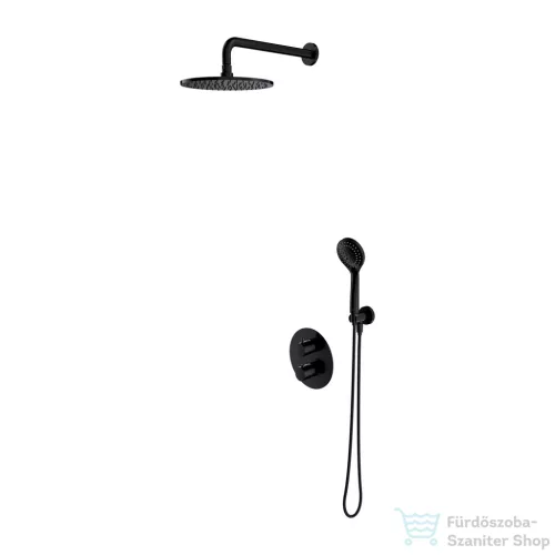 Omnires Y termosztátos falsík alatti zuhanyrendszer, 25 cm-es esőztetővel, selyemfényű fekete SYSYT05BL