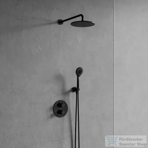 Omnires Y termosztátos falsík alatti zuhanyrendszer, 25 cm-es esőztetővel, selyemfényű fekete SYSYT05BL