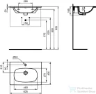 Ideal Standard TESI 62,5x45 cm-es falra/bútorra szerelhető mosdó,fehér T351001