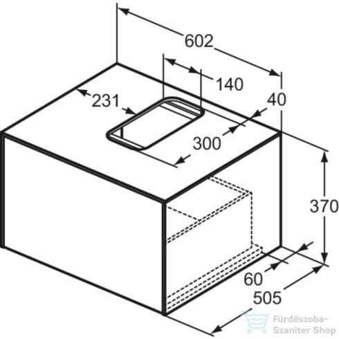 Ideal Standard CONCA 60,2x50,5 cm-es 1 fiókos szekrény kivágott lappal,mosdó nélkül,dark walnut T3928Y5