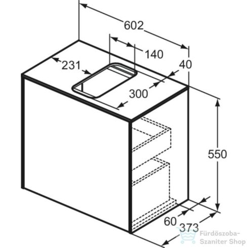 Ideal Standard CONCA 60,2x37,3  cm-es 1 fiókos szekrény kivágott lappal,mosdó nélkül,smoked oak T3934Y4