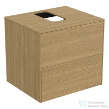   Ideal Standard CONCA 60,2x50,5 cm-es 2 fiókos szekrény kivágott lappal,mosdó nélkül,Light oak T3940Y6