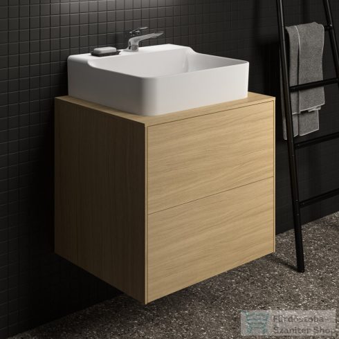 Ideal Standard CONCA 60,2x50,5 cm-es 2 fiókos szekrény kivágott lappal,mosdó nélkül,Light oak T3940Y6