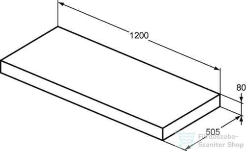 Ideal Standard CONCA 120x50,5x8 cm-es pult bútorra,kivágás nélkül,Dark walnut T3952Y5