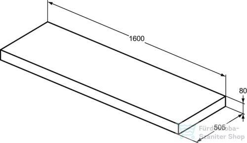 Ideal Standard CONCA 160x50,5x8 cm-es pult bútorra,kivágás nélkül,Light oak T3953Y6
