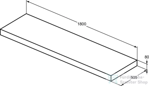 Ideal Standard CONCA 180x50,5x8 cm-es pult bútorra,kivágás nélkül,Dark walnut T3954Y5