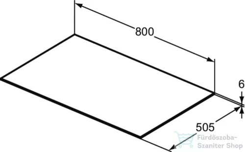 Ideal Standard CONCA 80x50,5x0,6 cm-es kerámia pult bútorra,kivágás nélkül,Grey stone T3970DI