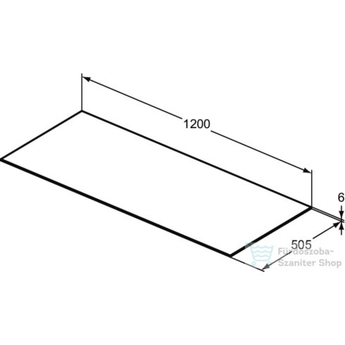 Ideal Standard CONCA 120x50,5x0,6 cm-es kerámia pult bútorra,kivágás nélkül,Grey stone T3972DI
