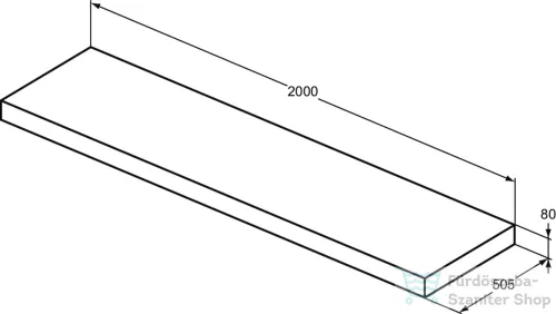 Ideal Standard CONCA 200x50,5x8 cm-es pult bútorra,kivágás nélkül,Matt antracit T4000Y2