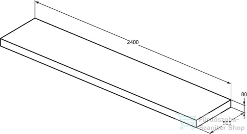 Ideal Standard CONCA 240x50,5x8 cm-es pult bútorra,kivágás nélkül,Sunset matt T4342Y3