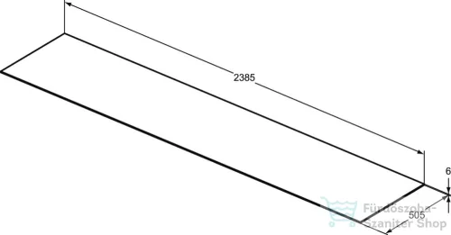 Ideal Standard CONCA 238,5x50,5x0,6 cm-es kerámia pult bútorra,kivágás nélkül,Calacatta marble T4343DH