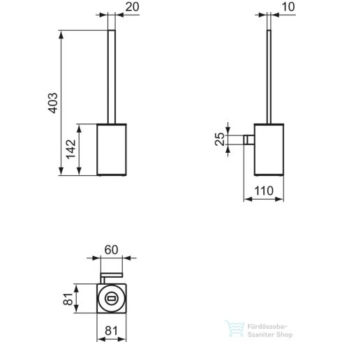 Ideal Standard CONCA SQUARED fali WC kefe tartó,brushed gold T4494A2