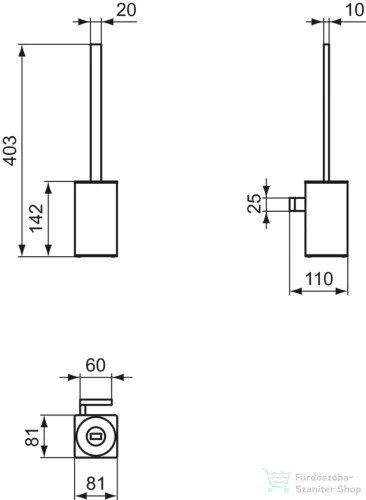 Ideal Standard CONCA SQUARED fali WC kefe tartó,Silver storm T4494GN