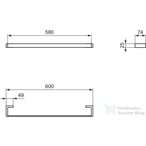 Ideal Standard CONCA SQUARED 60 cm-es törölközőtartó,brushed gold T4498A2