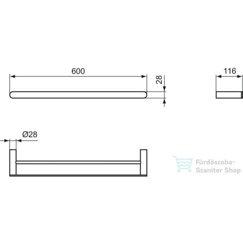 Ideal Standard CONCA ROUND 60 cm-es dupla törölközőtartó,brushed gold T4501A2