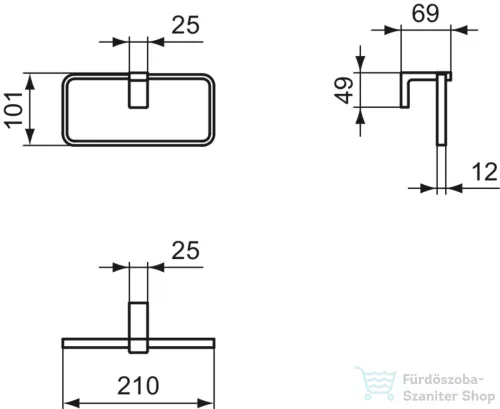 Ideal Standard CONCA SQUARED törölközőtartó gyűrű,Silver storm T4502GN