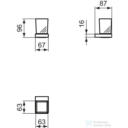Ideal Standard CONCA SQUARED fali fogmosó pohár,Króm T4504AA