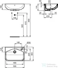Ideal Standard I.Life S 50x36 cm-es félig beépíthető mosdó,fehér T458801