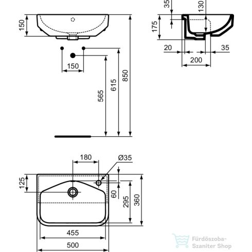 Ideal Standard I.Life S 50x36 cm-es félig beépíthető mosdó,fehér T458801