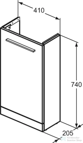 Ideal Standard I.Life S 41x20,5 cm-es 1 ajtós álló szekrény mosdó és fogantyú nélkül,Coffee oak T5005NW