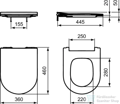Ideal Standard BLEND CURVE Slim soft-close wc ülőke,fehér T520801