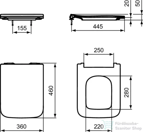 Ideal Standard BLEND CUBE Slim soft-close wc ülőke,fényes fekete T5211V2