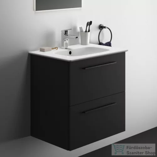 Ideal Standard I.LIFE A 60x44 cm-es 2 fiókos fali szekrény mosdó és fogantyú nélkül,Carbon grey matt T5255NV