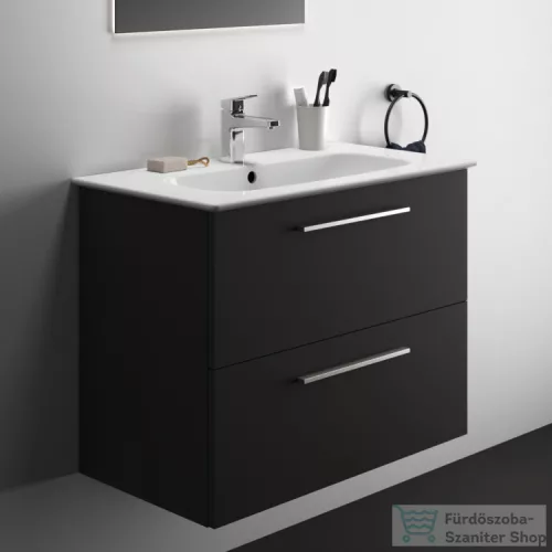 Ideal Standard I.LIFE A 80x44 cm-es 2 fiókos fali alsószekrény mosdó és fogantyú nélkül,Carbon grey matt T5256NV