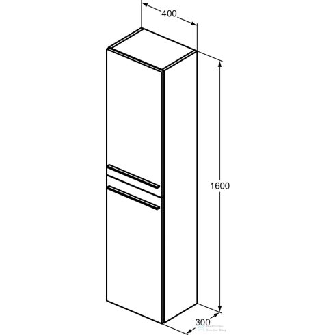 Ideal Standard I.Life A 40x30x160 cm-es 2 ajtós szekrény fogantyú nélkül,Quartz grey matt T5260NG