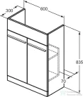 Ideal Standard I LIFE A 60x30 cm-es 2 ajtós álló alsószekrény mosdó,munkalap és fogantyú nélkül,matt fehér T5262DU