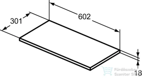 Ideal Standard I.LIFE A 60,2x30,1x1,8 cm-es pult bútorra,kivágás nélkül,Carbon grey matt T5264NV