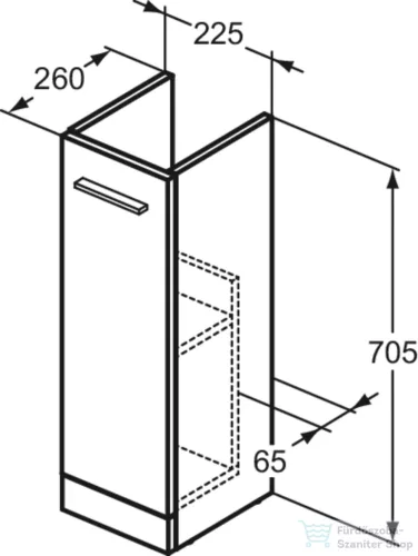 Ideal Standard I.LIFE A 60x44 cm-es 1 ajtós álló szekrény mosdó és fogantyú nélkül,Sand beige matt T5266NF