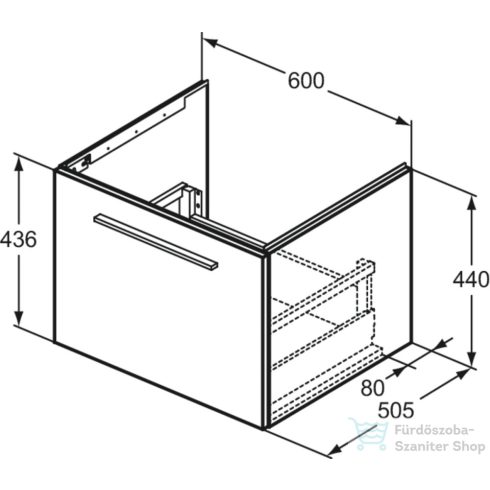 Ideal Standard I.Life B 60x50,5 cm-es 1 fiókos fali szekrény mosdó és fogantyú nélkül,Coffee oak T5269NW
