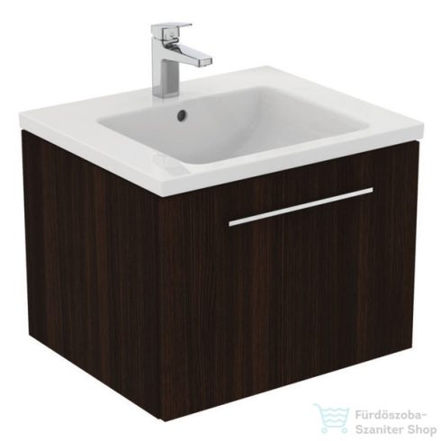 Ideal Standard I.Life B 60x50,5 cm-es 1 fiókos fali szekrény mosdó és fogantyú nélkül,Coffee oak T5269NW