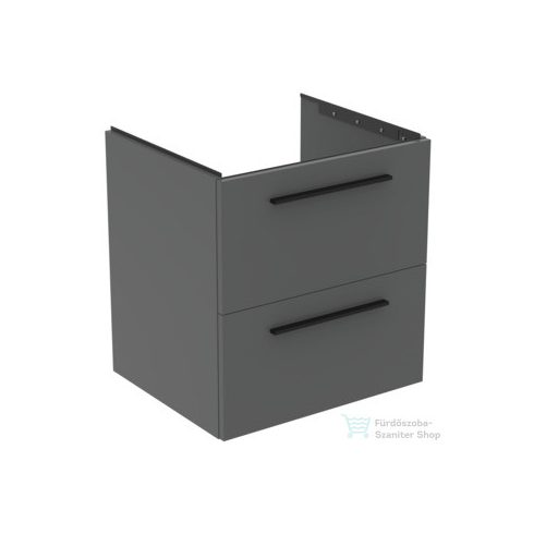 Ideal Standard I.Life B 60x50,5 cm-es 2 fiókos fali szekrény mosdó és fogantyú nélkül,Quartz grey matt T5270NG