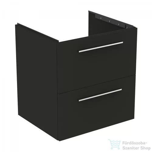 Ideal Standard I.Life B 60x50,5 cm-es 2 fiókos fali szekrény mosdó és fogantyú nélkül,Carbon grey matt T5270NV