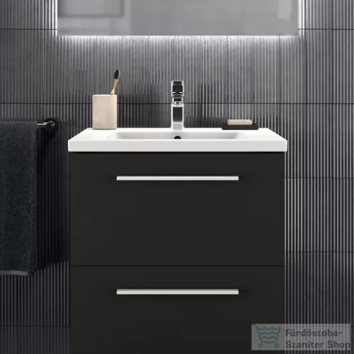 Ideal Standard I.Life B 60x50,5 cm-es 2 fiókos fali szekrény mosdó és fogantyú nélkül,Carbon grey matt T5270NV
