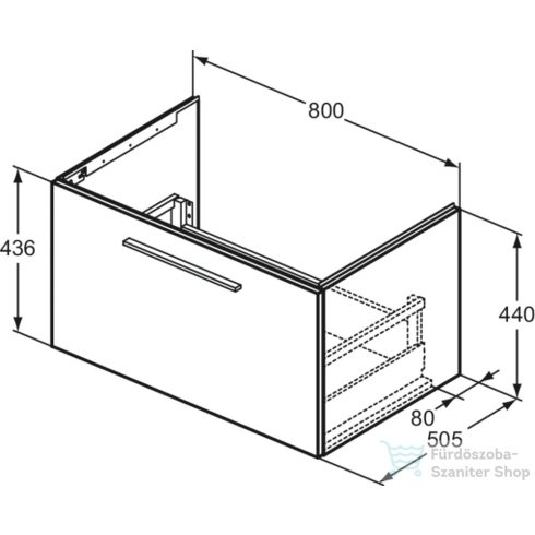 Ideal Standard I.Life B 80x50,5 cm-es 1 fiókos fali szekrény mosdó és fogantyú nélkül,Greige matt T5271NH