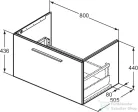 Ideal Standard I.Life B 80x50,5 cm-es 1 fiókos fali szekrény mosdó és fogantyú nélkül,Carbon grey matt T5271NV
