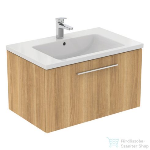 Ideal Standard I.Life B 80x50,5 cm-es 1 fiókos fali szekrény mosdó és fogantyú nélkül,Natural oak T5271NX