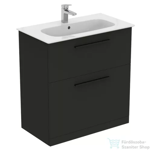 Ideal Standard I.LIFE A 80x44 cm-es 2 fiókos álló szekrény mosdó és fogantyú nélkül,Carbon grey matt T5274NV
